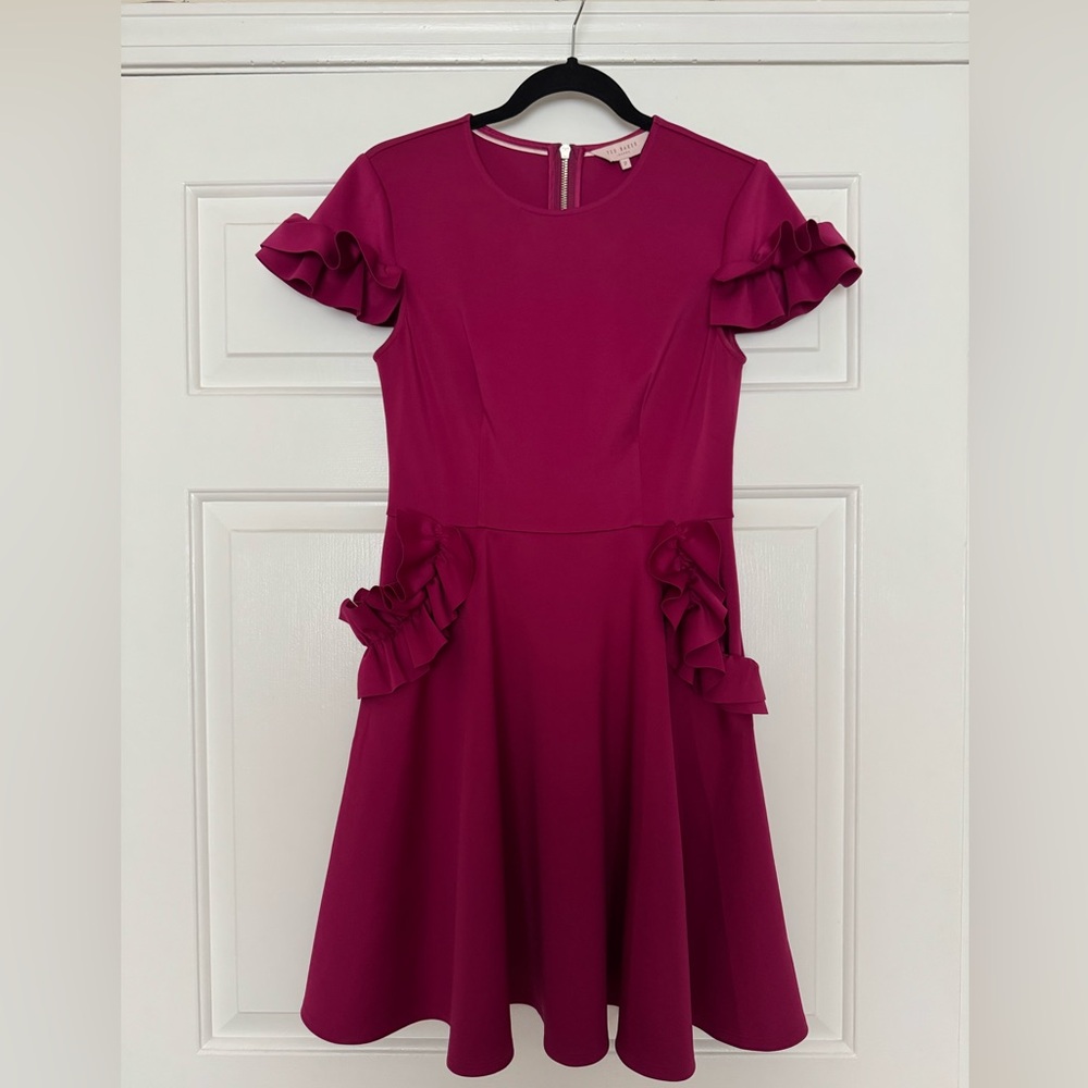 Ted Baker Fuchsia Fit & Flare Dress ✨ Size: UK 2 / US 4